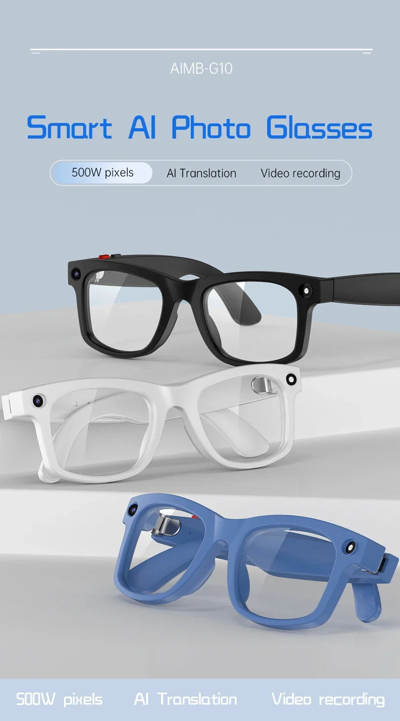 Smart Glasses AI Translation 8MP HD Camera 4K Shooting Image Bluetooth Call Recording Music Smart Sunglasses