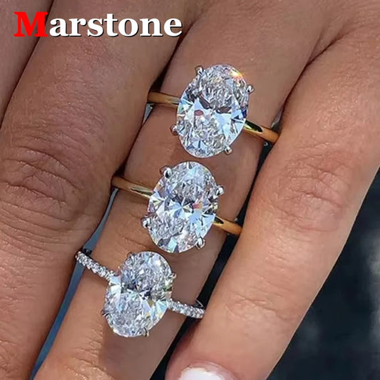 1-3CT Moissanite D Color VVS Diamond Women's Oval Radiant Ring S925 Silver Ring Plated White Gold Jewelry Rings for Women