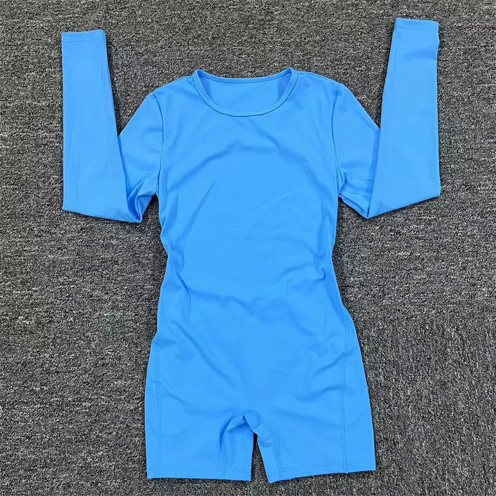 2024 Nylon Women Jumpsuit Long Sleeve Yoga Set Backless One-piece Bodysuit Fitness Gym Workout Rompers Exercise Outfit Suits