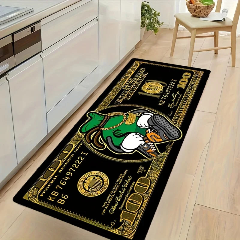 $100 Bill Pattern Area Rug,Soft Touch & Non-Slip,Washable Decorative Mat for Living Room Bedroom,Kitchen,Office – Xmas Gift Idea
