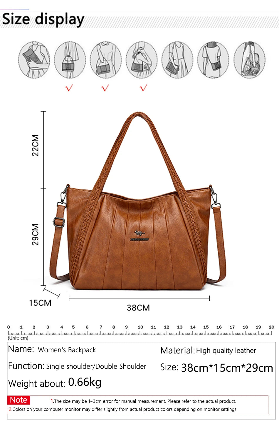Genuine Brand Leather Women Handbag Luxury Designer Shoulder Crossbody Bags Ladies Purse Messenger Tote Bag Female Commuting Bag