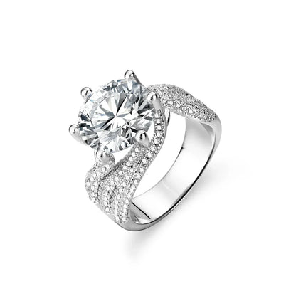 Platinum Pt950 18k 5 Carat Full Moissanite Diamond Rings for Women D Color Wedding Engagement Ring  Gift for Valentine's Day