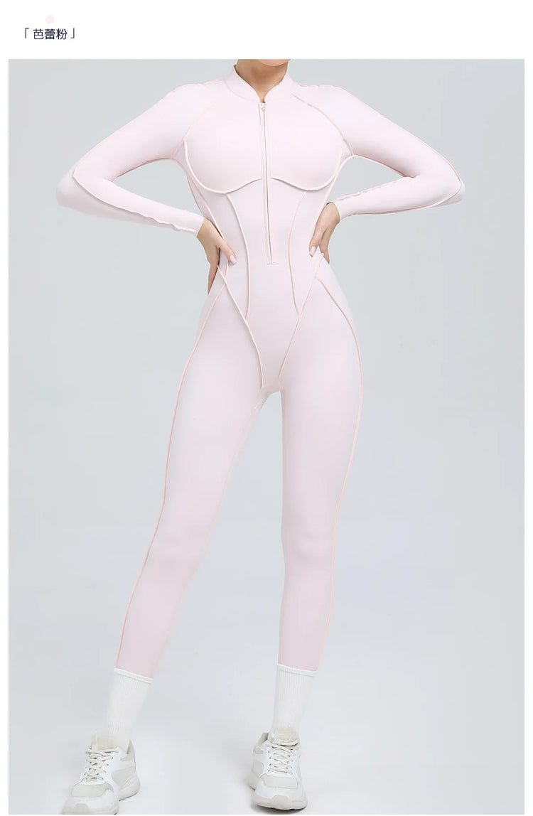 One Pieces Long Jumpsuits Sexy Womens Overalls Mono Streetwear Yellow Body Long Sleeves Woman Clothing Summer Gym Sportswear