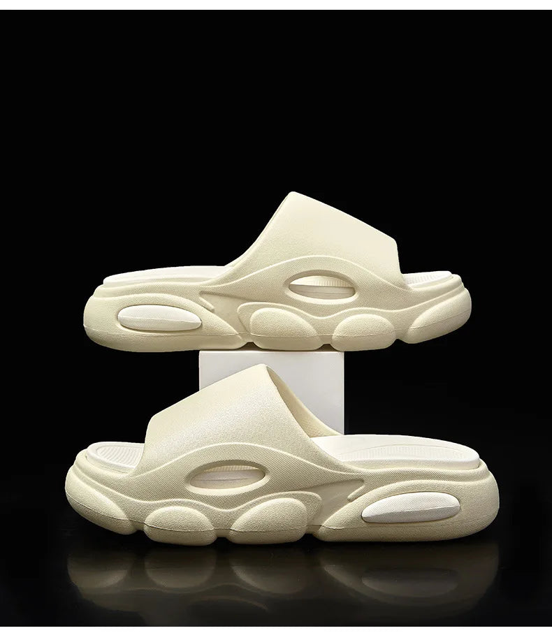Comwarm New Men Summer Slippers Thick Sole House Non-slip Bathroom Shower Slides Outdoor Soft Cloud Fashion Beach Shoe Flip-flop