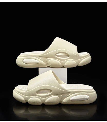 Comwarm New Men Summer Slippers Thick Sole House Non-slip Bathroom Shower Slides Outdoor Soft Cloud Fashion Beach Shoe Flip-flop