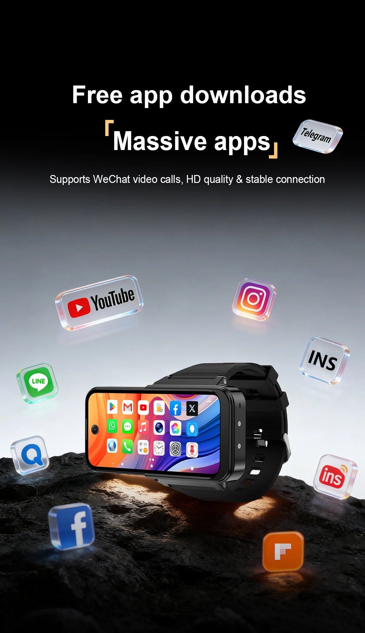 3.97 Inches Android 12.0 Mini Smart Watch Phone 8GB RAM 256GB ROM Dual SIM Standby Play Store 4G Little Smart Watch Phone