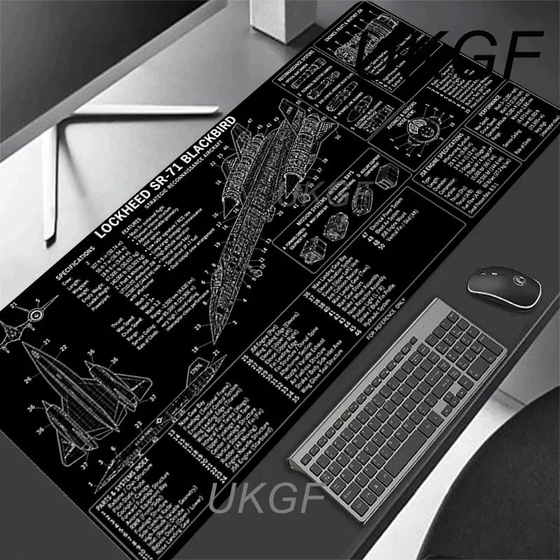 Large Computer Office Game Table Mats Aircraft Model Mouse Pad XXL Rubber Anti-slip Gaming Keyboard Mousepads Long Desk Pads
