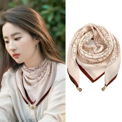 2026 new magnetic buckle silk scarf for women's small square scarf for autumn and winter warmth and cold resistance, fashionabl