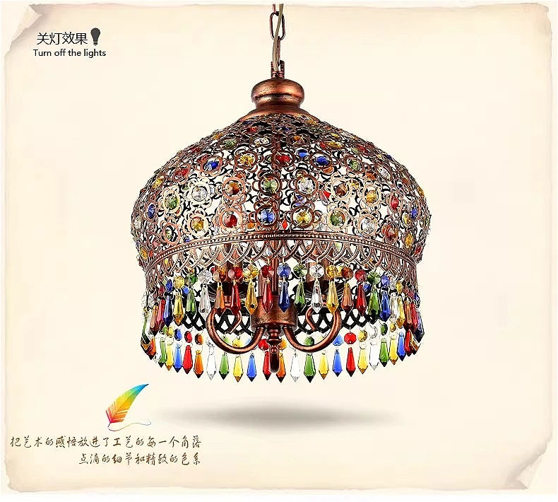 design lamp pendant lighting crystal Bohemia Retro droplight Iron handmade pendant lights for restaurants hanging lights bedroom