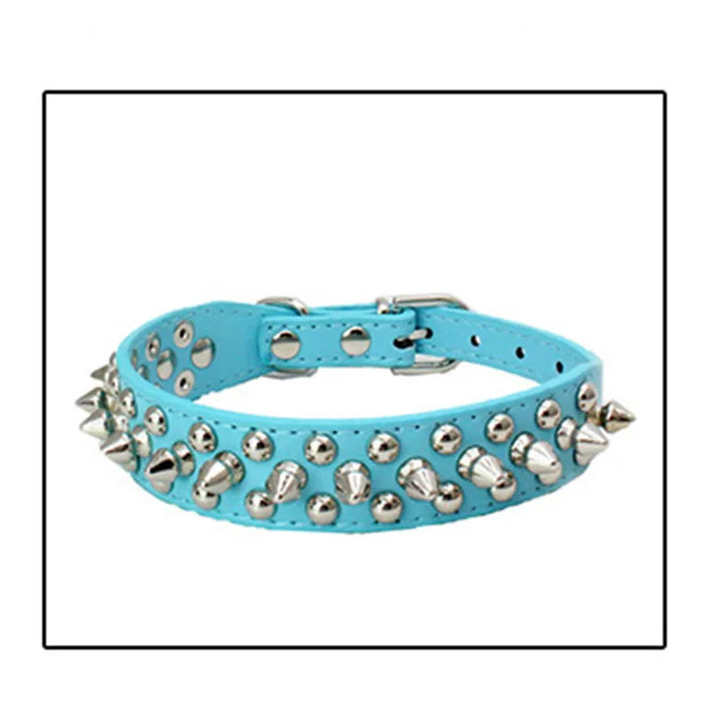Bronze Spiked Studded Leather Dog Collars For Small Medium Large Dogs Pet Spike Collar Rivets Anti-Bite Pet Products Neck Strap