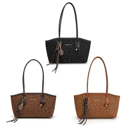 Luxury Design Leopard Print Underarm Shoulder Bags Large Capacity Retro Tote Bag PU Leather Women's Handbags Travel