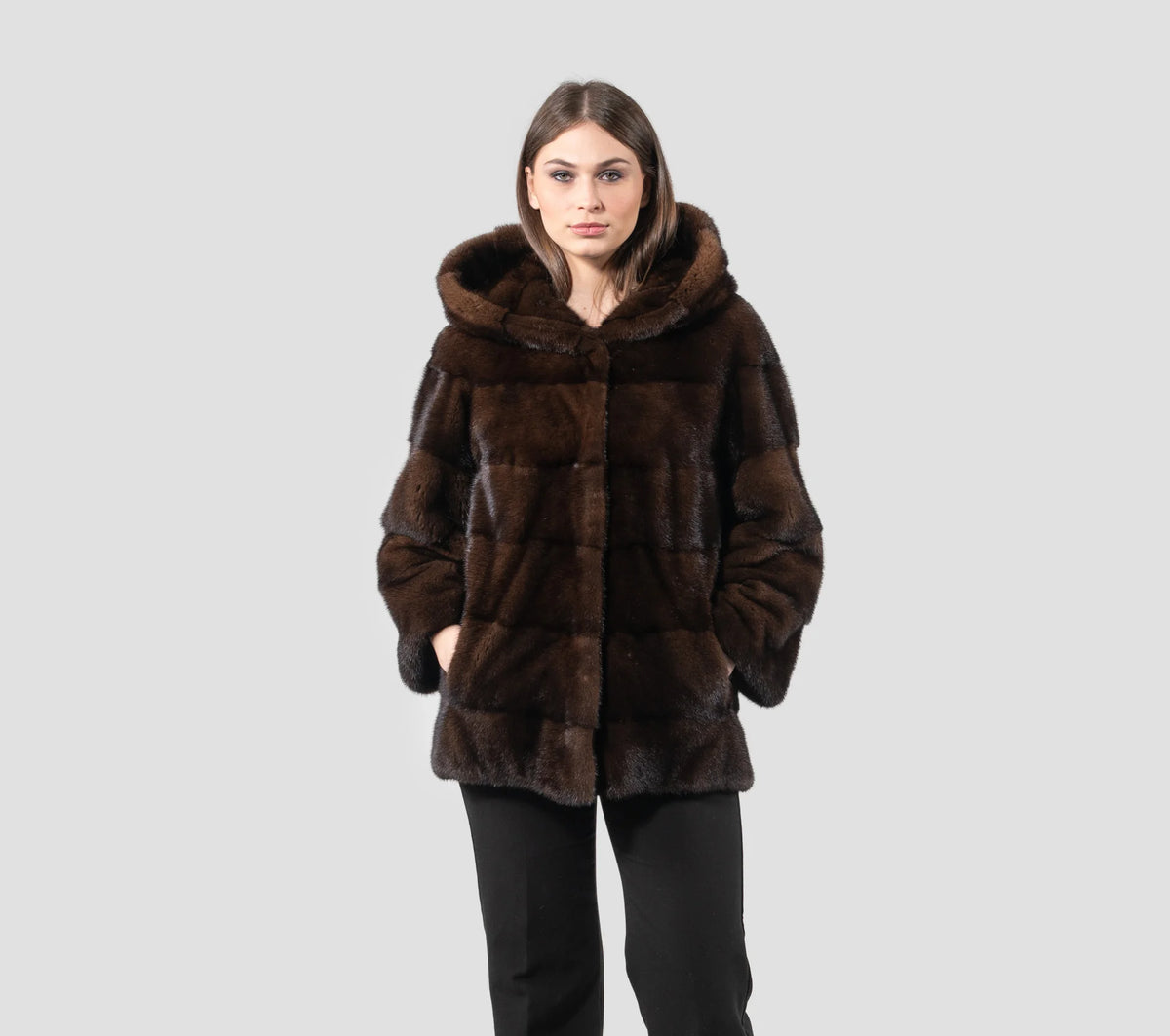 Women's New Genuine Mink Fur Jacket Paired with a Hat and Mid-Length Jacket, Providing Warmth and Fashion in Winter