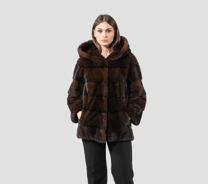 Women's New Genuine Mink Fur Jacket Paired with a Hat and Mid-Length Jacket, Providing Warmth and Fashion in Winter