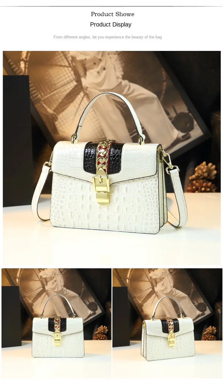 Luxury Fashion Brand Women's Handbags Genuine Leather Shoulder Crossbody Bag Crocodile Small Hard Square Portable Messenger Bags