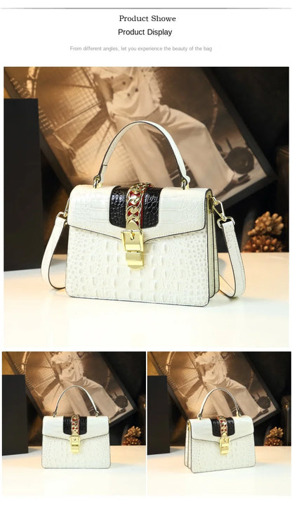 Luxury Fashion Brand Women's Handbags Genuine Leather Shoulder Crossbody Bag Crocodile Small Hard Square Portable Messenger Bags