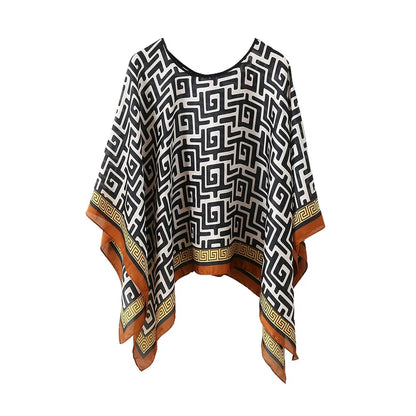 Shawls Summer Beach Sexy Women Fashion Print Chiffon Smock Bikini Cover Up Loose Blouse Sunscreen Comfortable Poncho