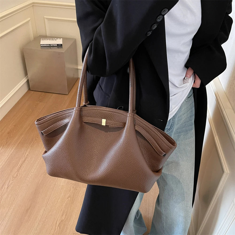 2026 New Lychee Pattern Underarm Shoulder Bags For Women Soft PU Leather Large Capacity Mini Tote Bag Luxury Designer Handbags