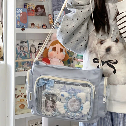Trendy Transparent Crossbody Bag for Girls Large Capacity Shoulder Bags Fashionable School Style Texture and Versatile Ita Bag