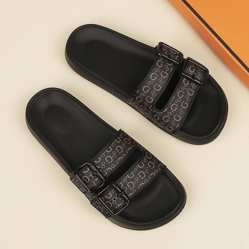Men's Genuine Leather Sandals Comfortable Man Sandal House Slippers Man Summer Shoes Sale Genuine Mens Slipper Flip Flop Slides