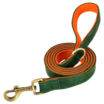 Personalized Dog Collar Leash PU Leather Dogs Collars Pet Rope Engraved Pet ID Name Necklace for Small Large Dogs Soft Padded