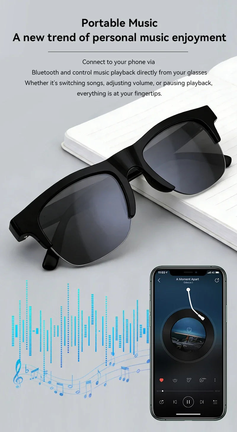 New Camera Control Smart Glasses 2025 Music Sunglasses Headphones Wireless Bluetooth Call Headset HIFI Audio glasses For Android