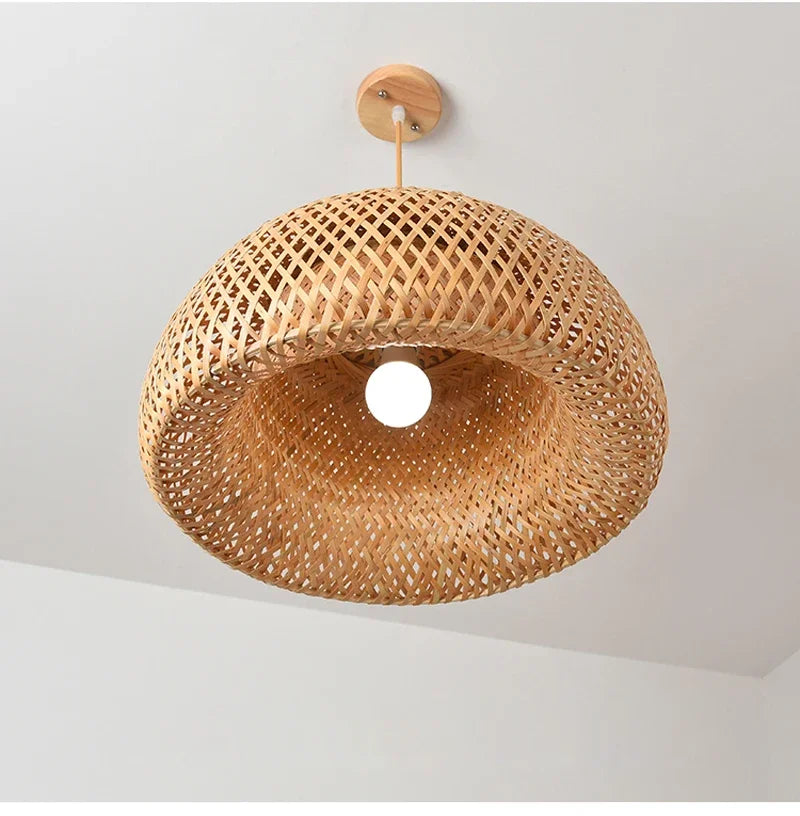 2025 Newest Bamboo Pendant Lamps Ceiling Lights Rattan Wicker Lustre Hand Knit Braiding Suspended Home Dining Braided Decor Hot