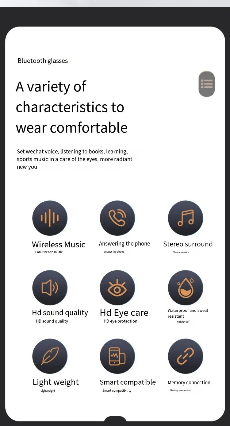 Bluetooth Smart Glasses, Directional Audio Speaker, Polarized, High Quality, Music, Speech Control, Play Phone Call,Sunglasses
