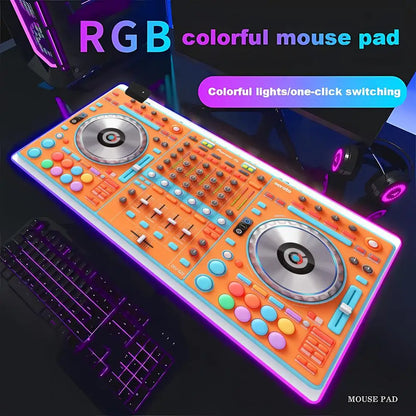 RGB Radio Dj Workbench Mouse Pad Gamer HD Large HD HYBXAXC Desk Mats MousePads Natural Rubber Carpet Anti Slip Laptop Mice Pad