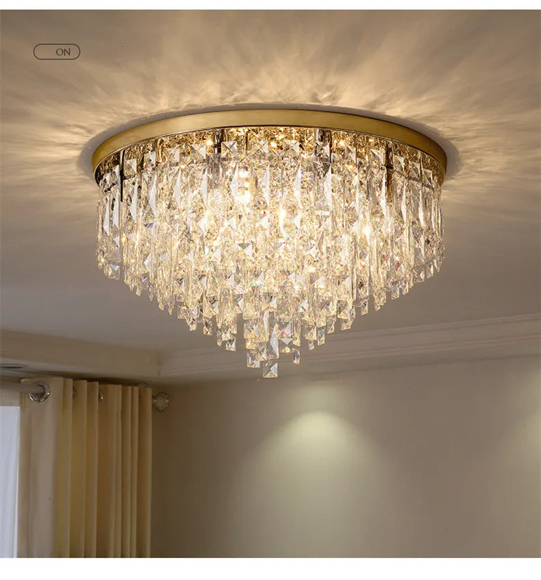 Modern Luxurious Crystal Ceiling Lamp Gold & Silver Color for Living Room Dining Room Bedroom - Elegant Lighting Fixture