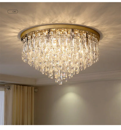 Modern Luxurious Crystal Ceiling Lamp Gold & Silver Color for Living Room Dining Room Bedroom - Elegant Lighting Fixture