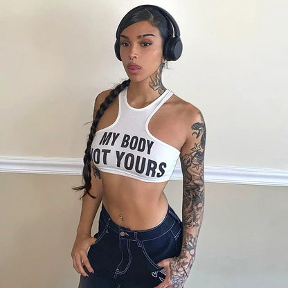 Summer Fashion Sexy Clashing Colors Women Clothing Casual Slim Hollow Round Neck Sleeveless Tank Top Women Monogram Y2k Top