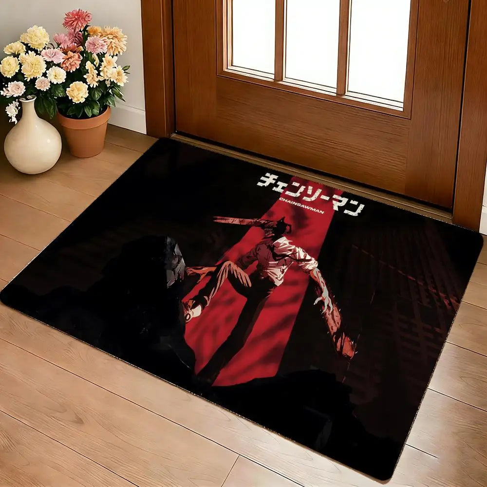 C-Chainsaw Man Floor Mat Cozy Flannel Soft Thick Non-Slip Mat for Living Room Bedroom Kitchen Decor Rugs