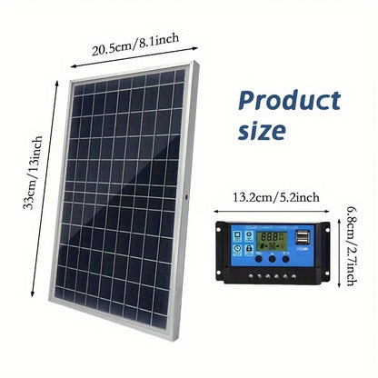 Portable Solar Panel Kit with 100A Controller DC 12V-18V-24V USB 5V Charger for RVs Boats Camping Hiking Phones Solar Powered