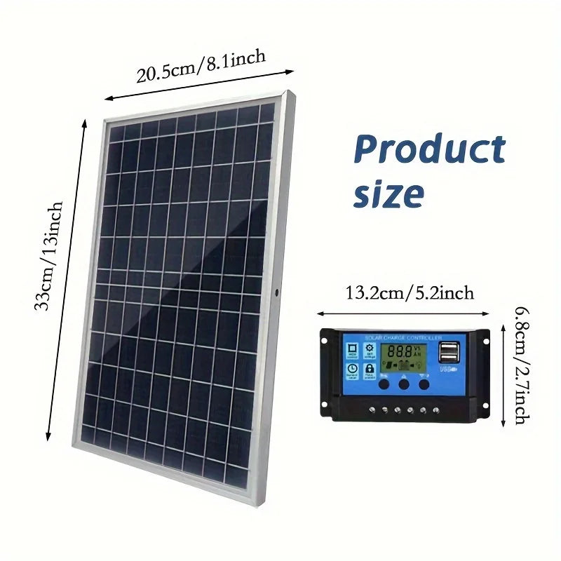 Portable Solar Panel Kit with 100A Controller DC 12V-18V-24V USB 5V Charger for RVs Boats Camping Hiking Phones Solar Powered