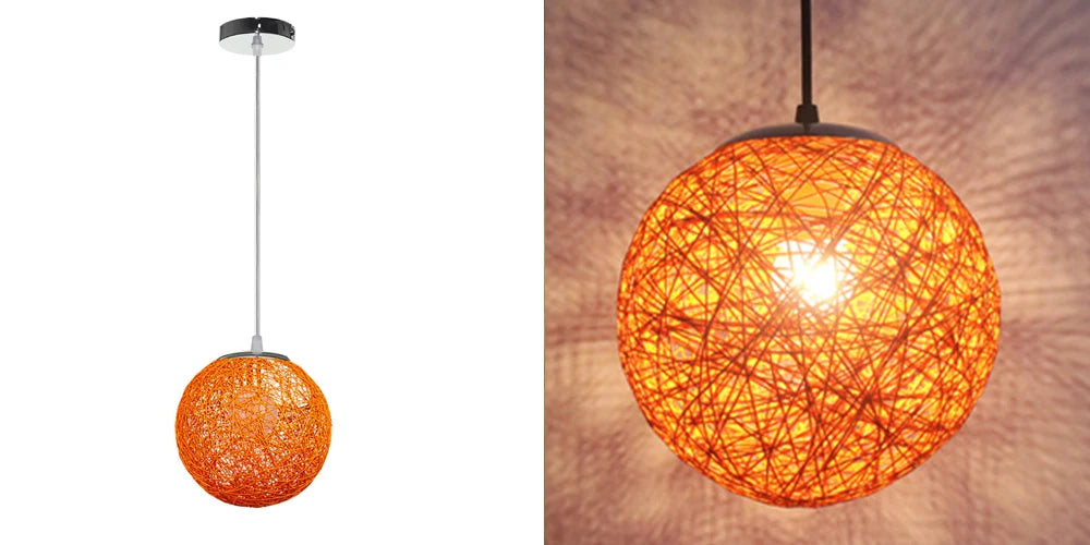 Nordic Hand-woven Rattan Pendant Lights Ceiling Chandelier Modern Hanging Lamps Restaurant Living Room Kitchen Lighting Fixtures