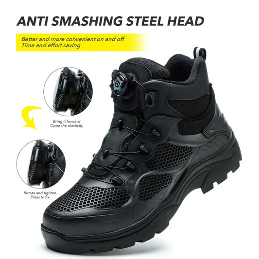 Motorcycle Riding Boots Anti-smash and Anti-puncture Work Protective Shoes Safety Shoes Steel-toe Labor Protection Shoes