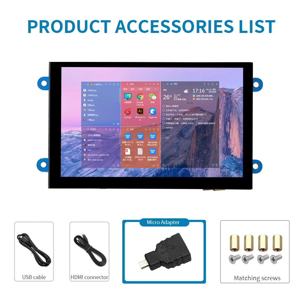 5 inch Display 800×480 monitor with Windows-support raspberry pi Portalil Monitor full hd Touch  IPS LCD  hdmi Compatible Screen