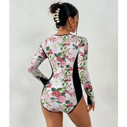 2026 Surfing Sport Swimsuit Long Sleeves Women One Piece Swimsuit  Swimwear Solid Monokini Bathing Suit Tropical Bodysuit Female