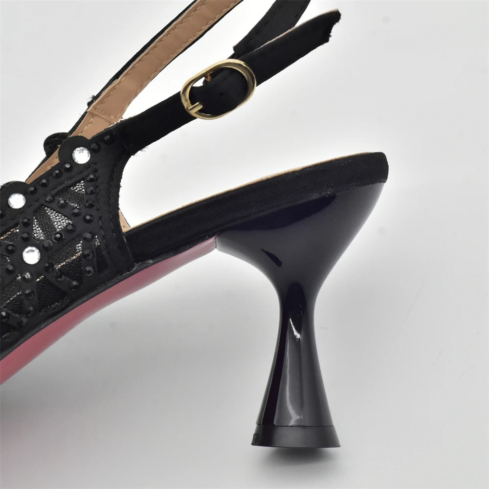 Italian Shoe and Bag Set for Party In Women Shoes for Women 2025 Designer Luxury Hollow Design Trendy Party Ladies Shoes and Bag