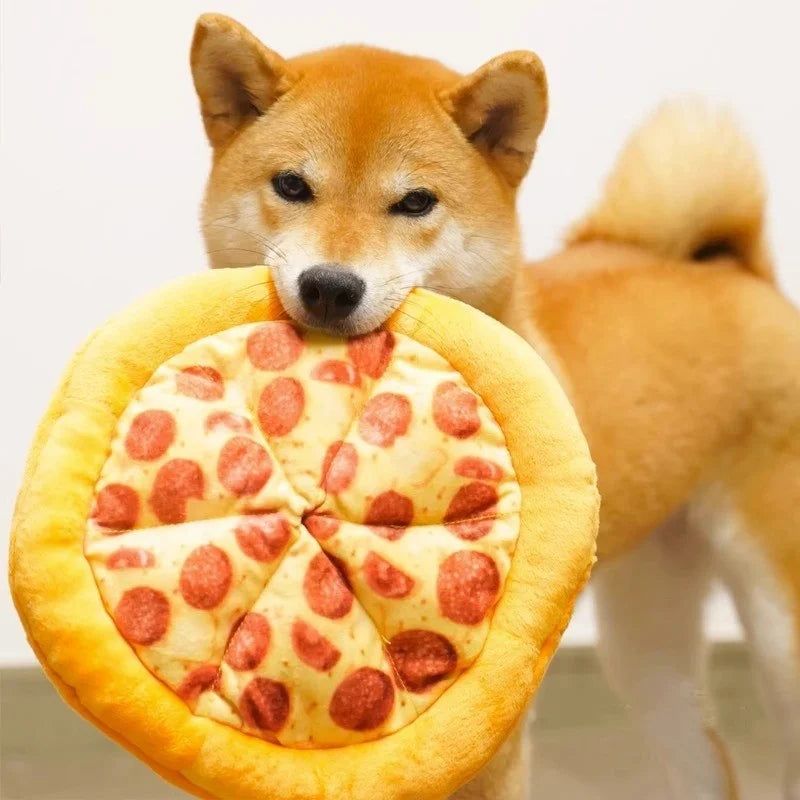 New Plush Dog Toy Doughnut Pizza Shape Pet Squeaky Toys for Small Large Dogs Cleaning Teeth Puppy Chew Sound Toy Pet Supplies