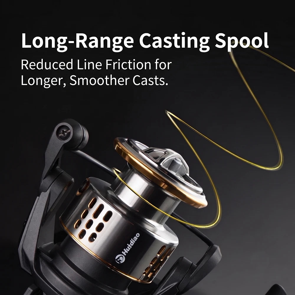Huidiao ZA All-Purpose Spinning Reel 2000-7000 Fishing Reel 16kg Max Drag 5.2:1 Metal Spool/Handle for Freshwater Saltwater