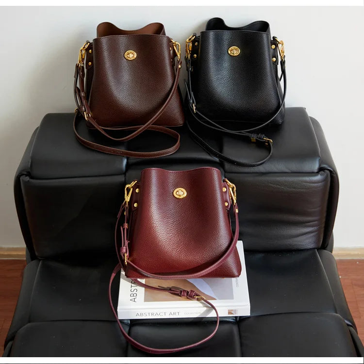 Fashion Women PU Leather Handbags Large Capacity Fashion Female Bucket Shoulder Bag Ladies Messenger Bag Purses and Handbags