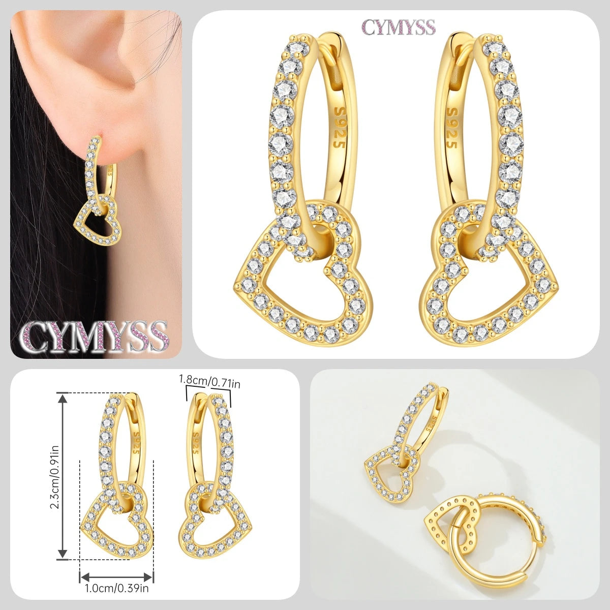Original 925 Sterling Silver Heart Vintage Luxury Earrings Fashion 18K Gold Hoop Earrings for Women Piercing Jewelry Aretes 2026