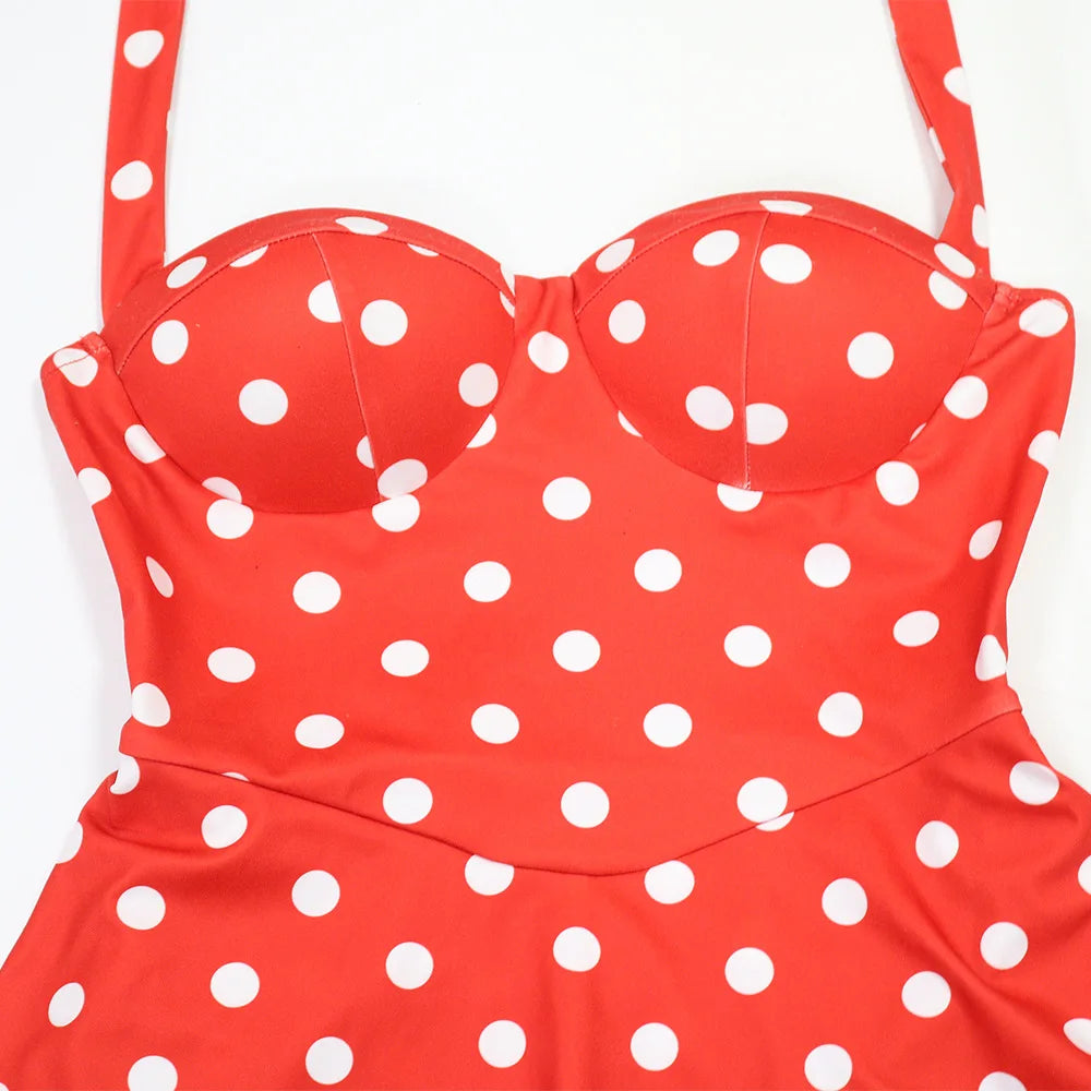 Joskaa Polka Dot Halter Bandage Rompers Women Sexy Low-cut Sleeveless Backless Bodycon Playsuits Y2k Streetwear Holiday Clubwear