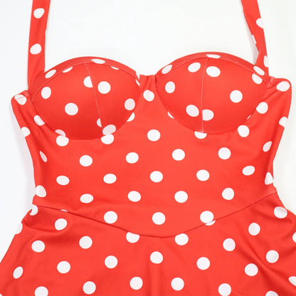 Joskaa Polka Dot Halter Bandage Rompers Women Sexy Low-cut Sleeveless Backless Bodycon Playsuits Y2k Streetwear Holiday Clubwear