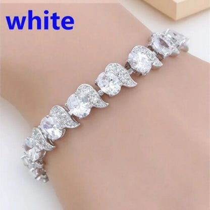 Natural Green Emerald White Topaz Silver Charm Bracelet Women Jewelry Fashion Accessories Gift For Her