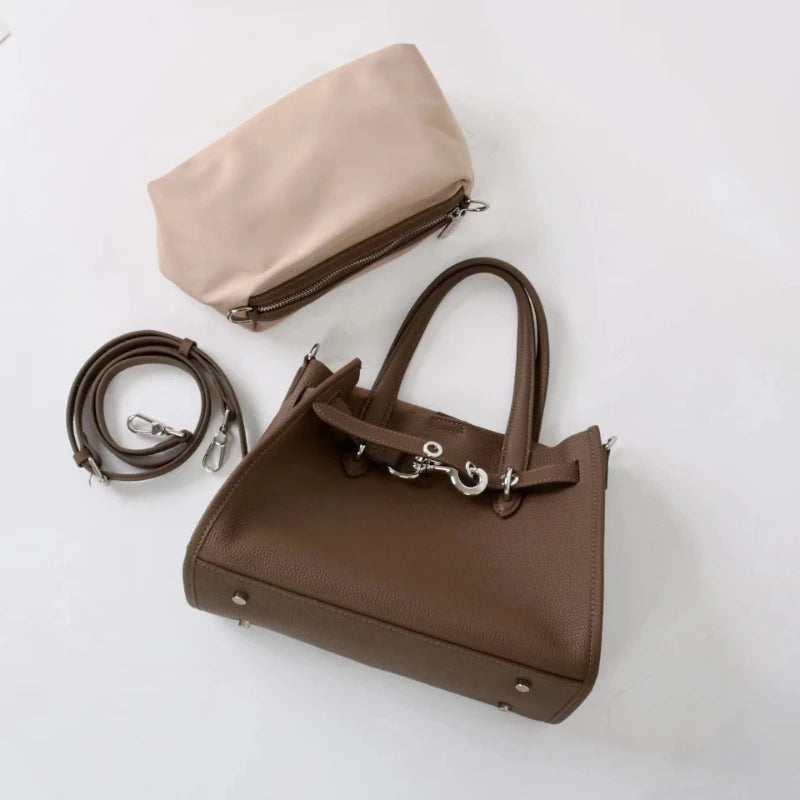 2026 Top grade Women's Genuine Leather Bag High Quality Casual Versatile Handbags Female Shoulder Bags Commute Totes Coffee