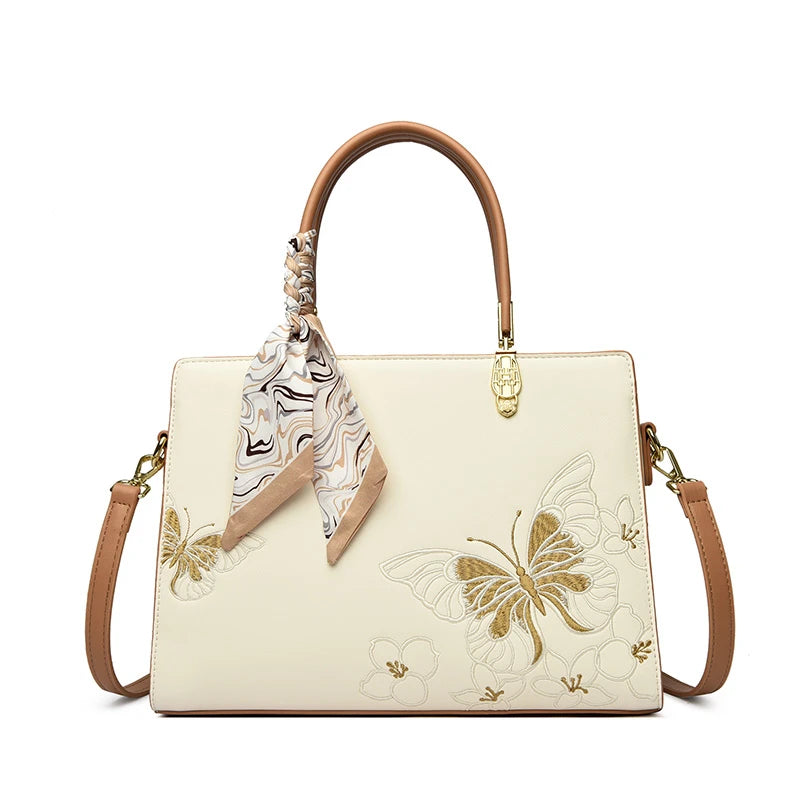 Genuine Brand  Women Bags Luxury  PU Leather  Embroidery Shoulder Bags Crossbody Messenger Bags for Women Casual Tote Sac A Main