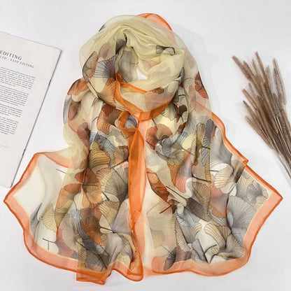 Floral Chiffon Scarf for Women - 160x50cm Silky Georgette, Lightweight  Summer Beach Wrap & Sun Protective Hijab
