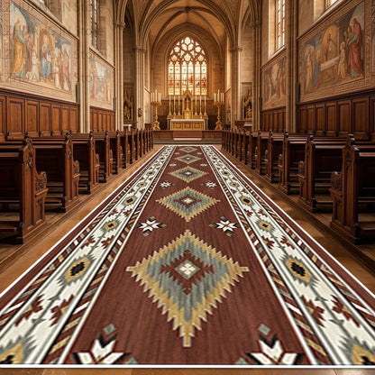 Red Luxury European Style Long Corridor Carpet Decoration Church Wedding Non-slip Soft Runner Rug Easy Clean Lint-free Floor Mat